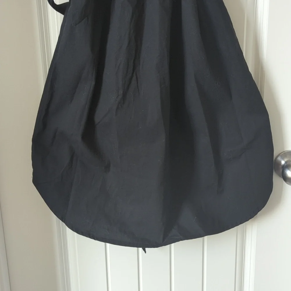 Classic Black Cotton Button-Front Shirt Dress with Belt, Pockets 3/4 Sleeves LG - Picture 10 of 12